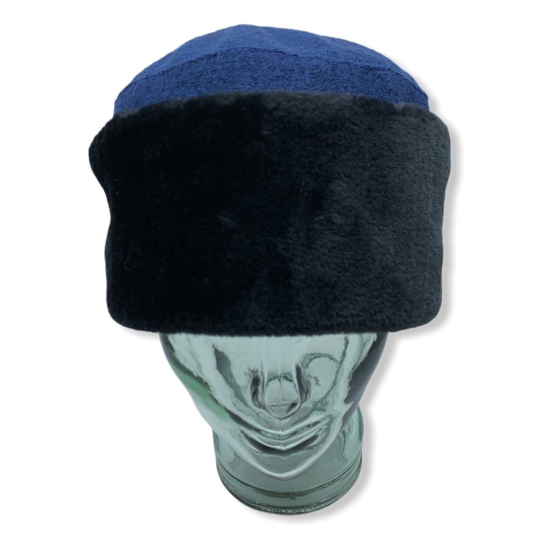 Toque russe bleu | Fausse Fourrure | laine Bouillie | Chapeaux | Fabriqué au Canada | Montreal | Genevieve Dostaler