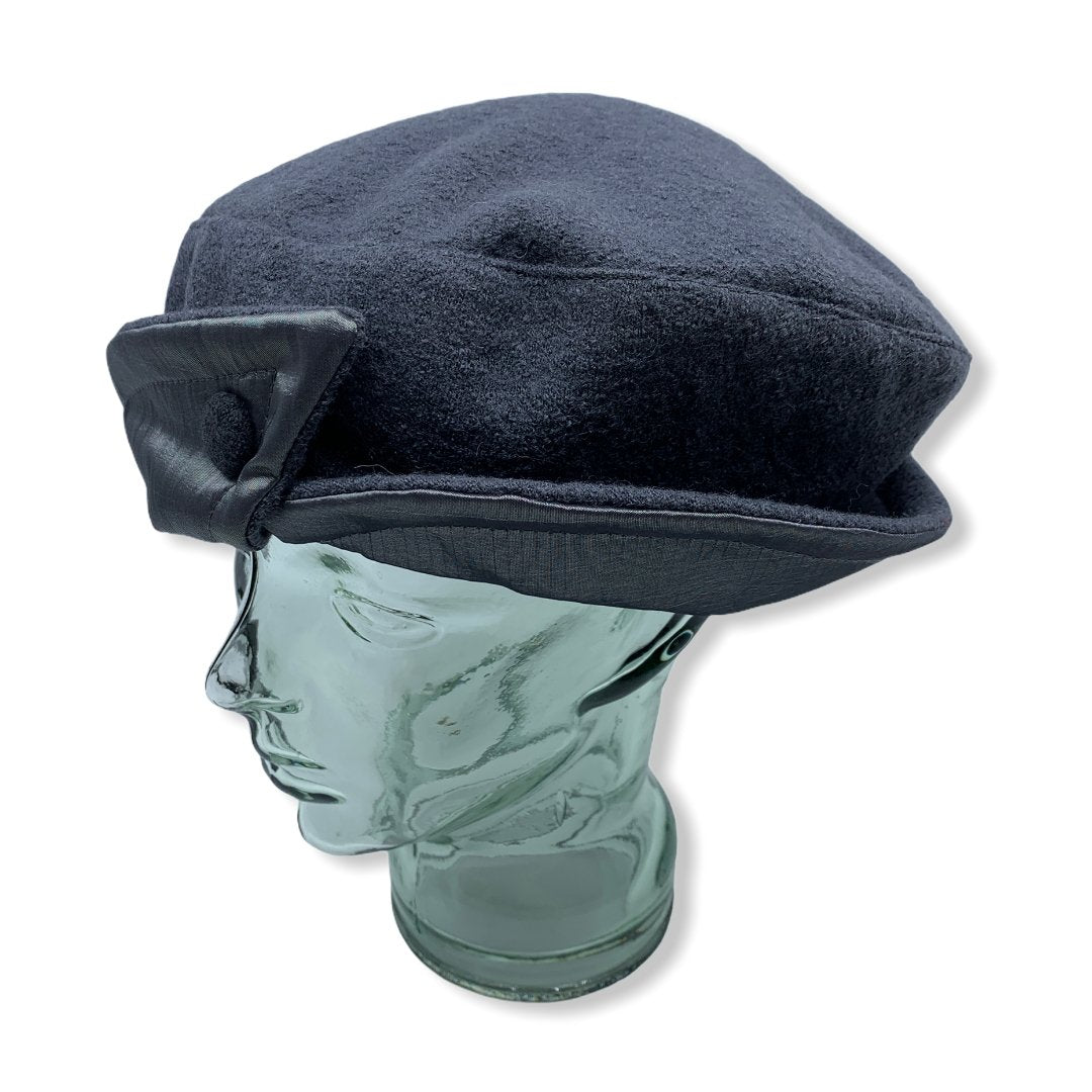Beret gris avec taffeta | Femme | Fabriqué au Canada | Montreal | Chapeaux | Genevieve Dostaler