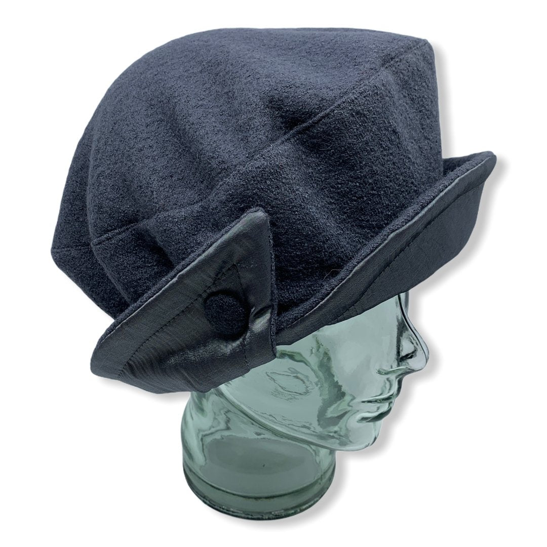 Beret gris avec taffeta | Femme | Fabriqué au Canada | Montreal | Chapeaux | Genevieve Dostaler