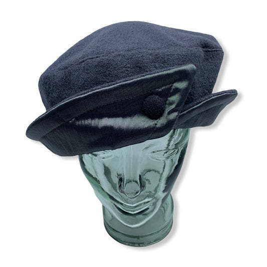 Beret gris avec taffeta | Femme | Fabriqué au Canada | Montreal | Chapeaux | Genevieve Dostaler