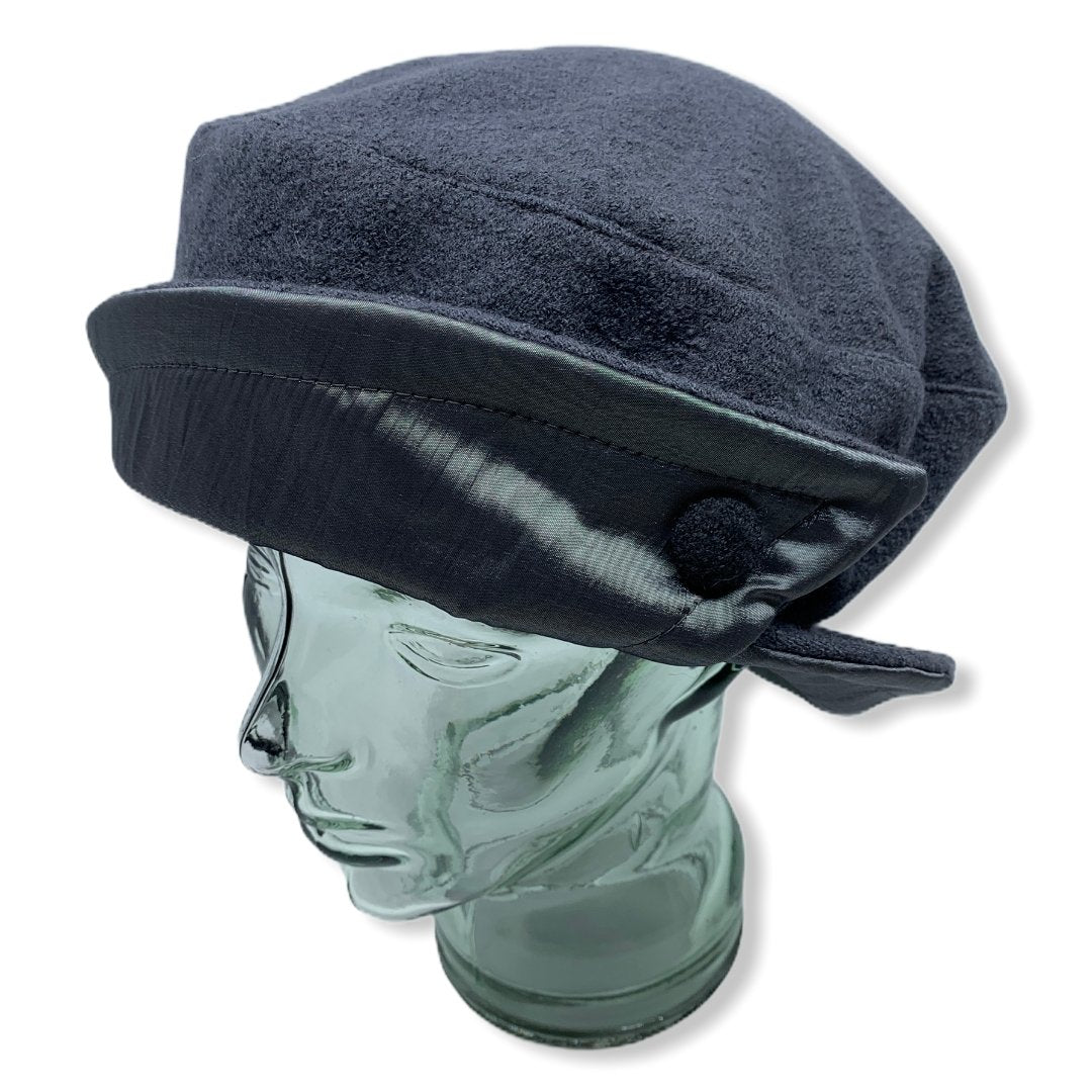 Beret gris avec taffeta | Femme | Fabriqué au Canada | Montreal | Chapeaux | Genevieve Dostaler