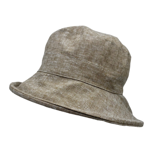 OPALE ( Dark beige ) | Wide-brimmed linen hat - Geneviève Dostaler