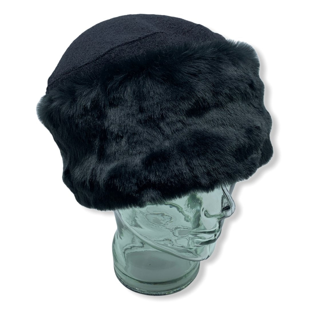 Black Russian Toque | Fake Fur | Boiled Wool | Hats | Made in Canada | Montreal | Genevieve Dostaler