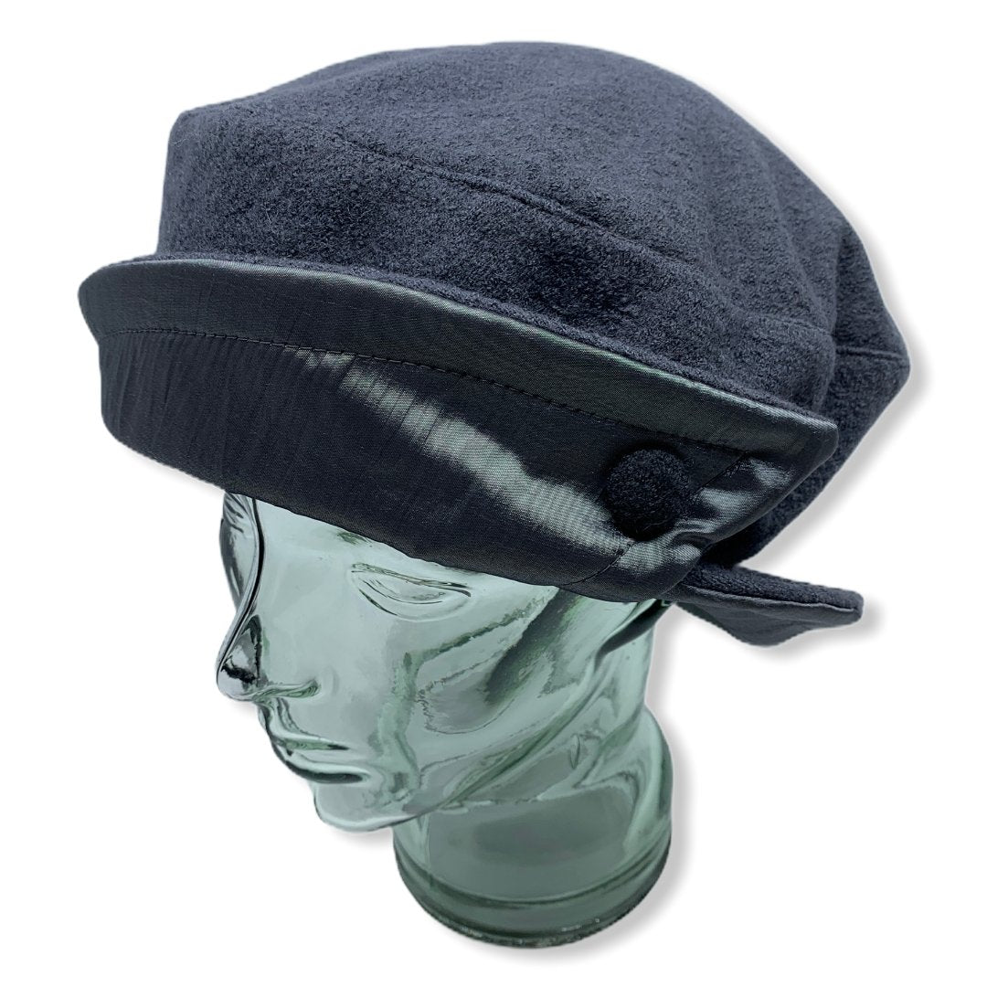 Grey Beret with taffeta | Women's | Made in Canada | Montreal | Hats | Genevieve Dostaler